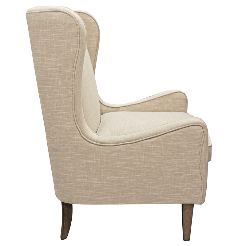 Boulter Lounge Chair with Solid Wooden Legs in Natural Linen Fabric