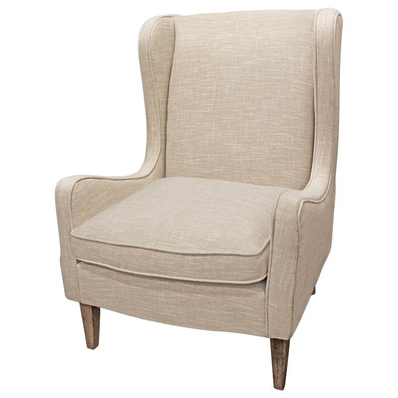 Boulter Lounge Chair with Solid Wooden Legs in Natural Linen Fabric