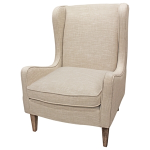 boulter lounge chair with exposed wood frame in natural linen fabric