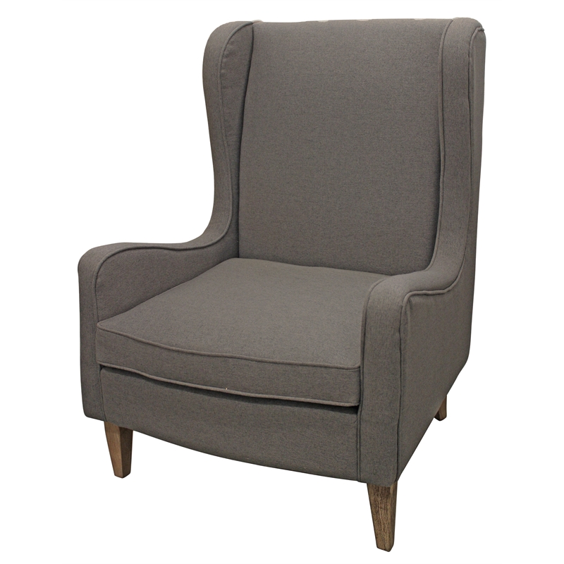 Boulter Lounge Chair with Solid Wood Legs in Gray Linen Fabric