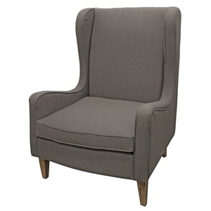 Boulter Lounge Chair with Solid Wood Legs in Gray Linen Fabric