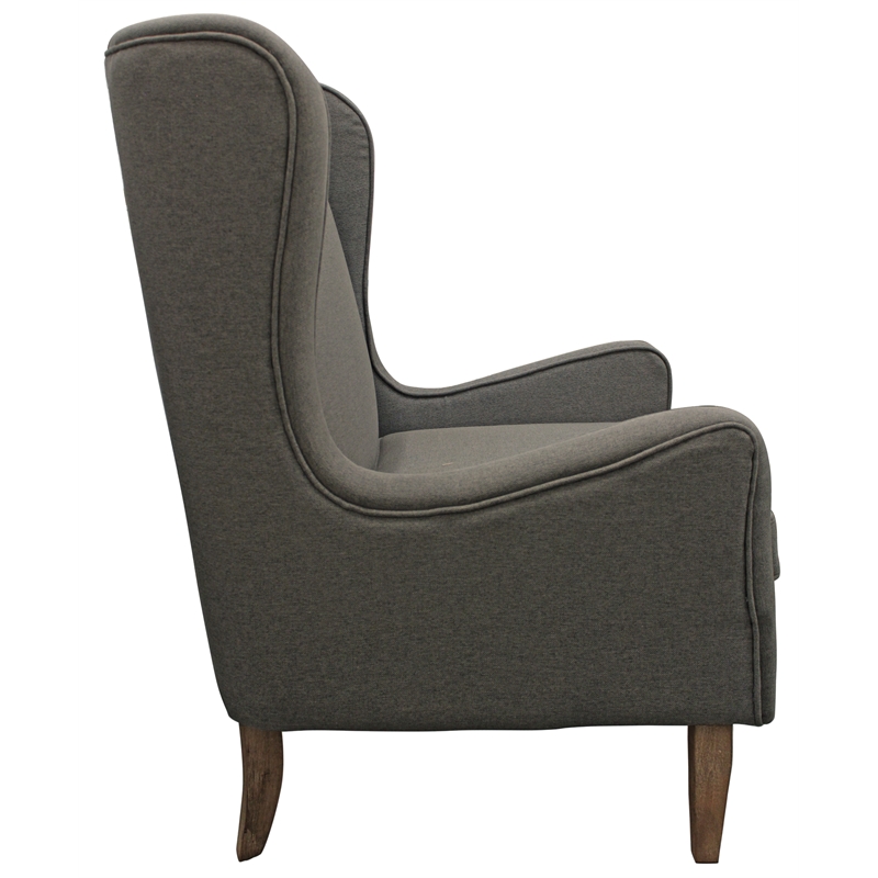 Boulter Lounge Chair with Solid Wood Legs in Gray Linen Fabric