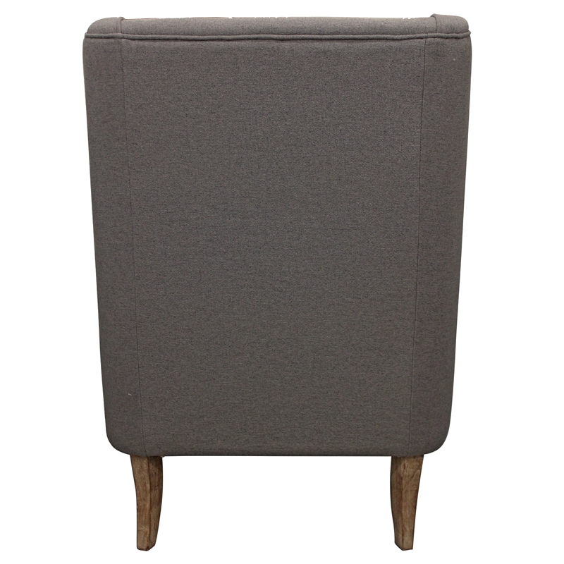 Boulter Lounge Chair with Solid Wood Legs in Gray Linen Fabric