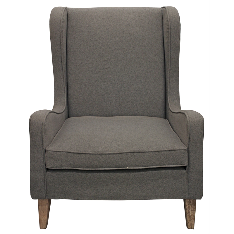 Boulter Lounge Chair with Solid Wood Legs in Gray Linen Fabric