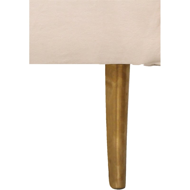 Ruth Lounge Chair in Ivory Velvet with Gold Tone Metal Legs and 1 Toss Pillow