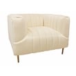 Ruth Lounge Chair in Ivory Velvet with Gold Tone Metal Legs and 1 Toss Pillow