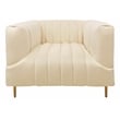 Ruth Lounge Chair in Ivory Velvet with Gold Tone Metal Legs and 1 Toss Pillow