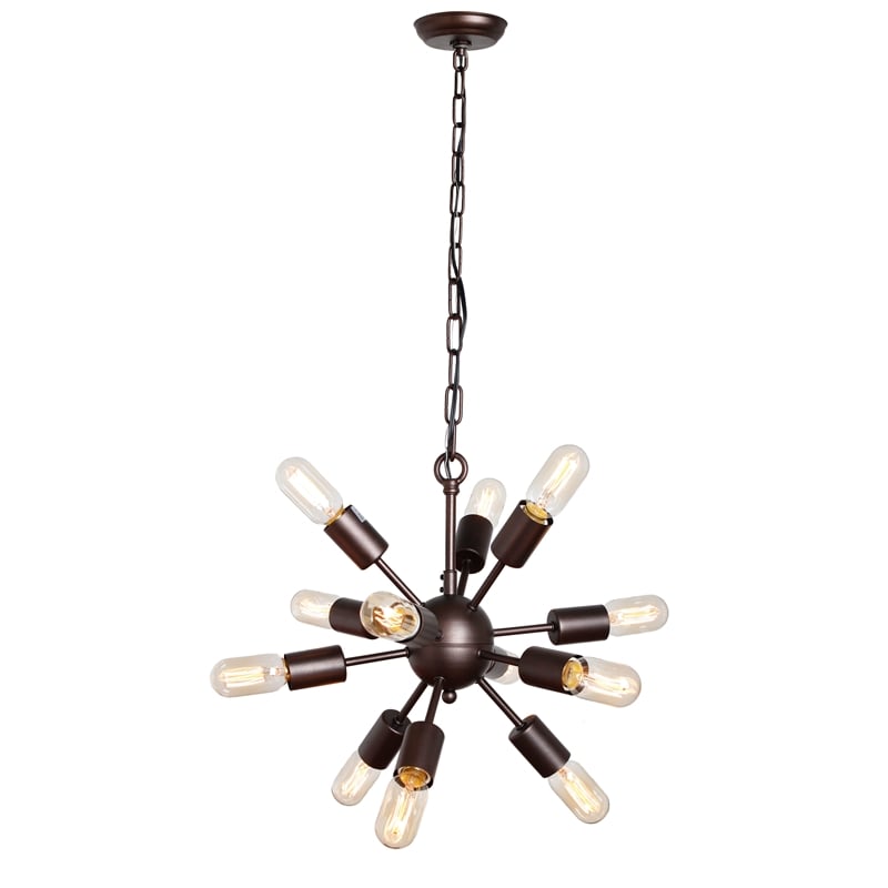 Clara Cast Iron Mid-Century Inspired Orb Pendant in Brown