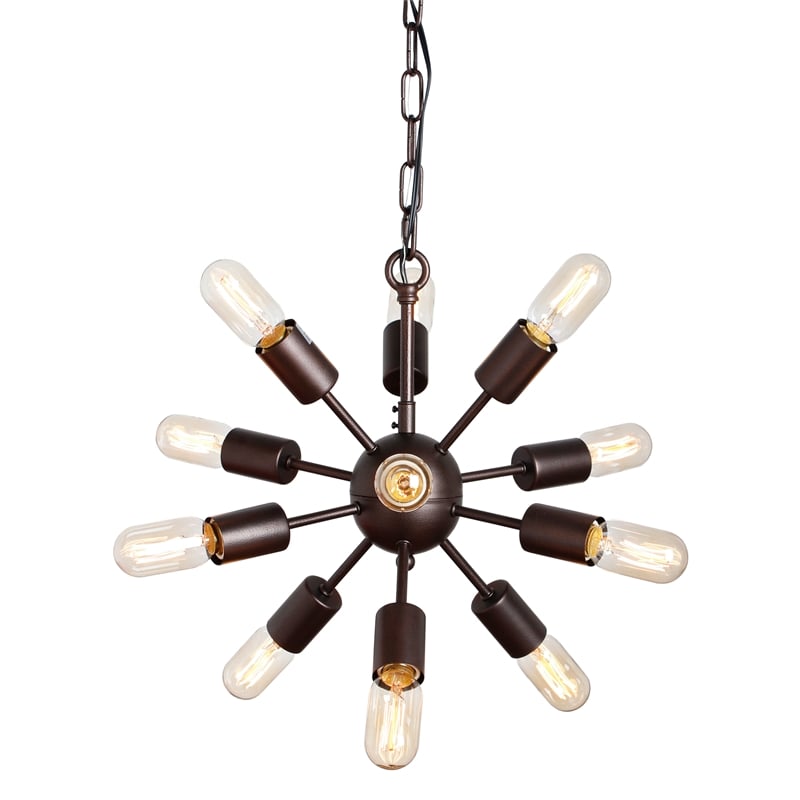 Clara Cast Iron Mid-Century Inspired Orb Pendant in Brown