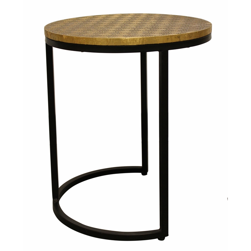 Jolt Nesting 3-Table Set in Brass Metal-Cladded Round Top