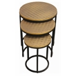 Jolt Nesting 3-Table Set in Brass Metal-Cladded Round Top