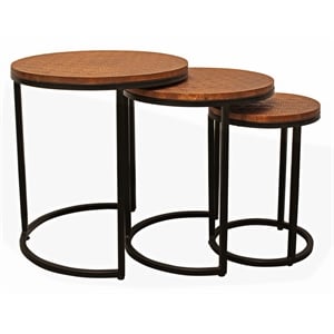 rane nesting 3-table set in copper metal-cladded round top