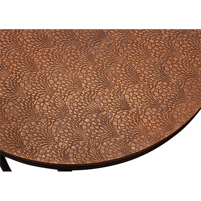 Rane Nesting 3-Table Set in Copper Metal-Cladded Round Top