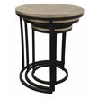 Meenal Nesting 3-Table Set in Silver Metal-Cladded Round Top