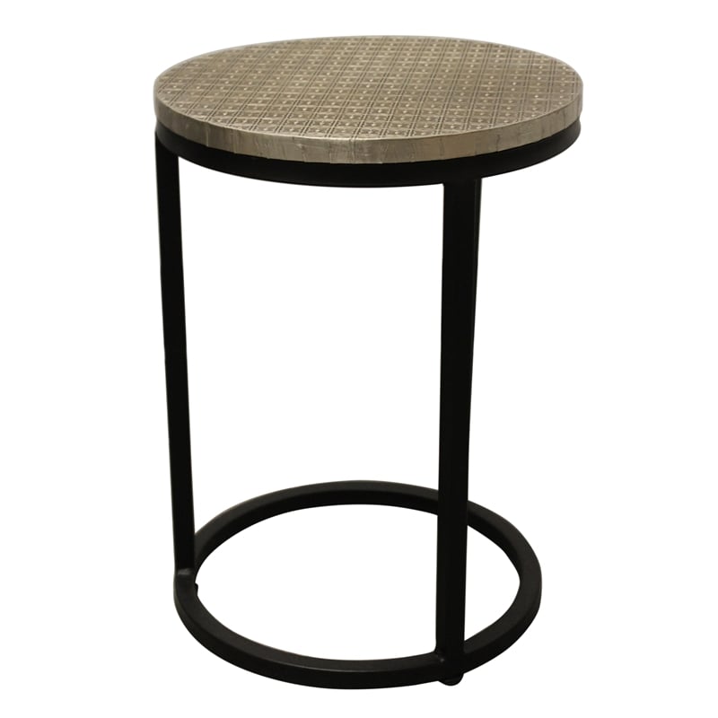 Meenal Nesting 3-Table Set in Silver Metal-Cladded Round Top