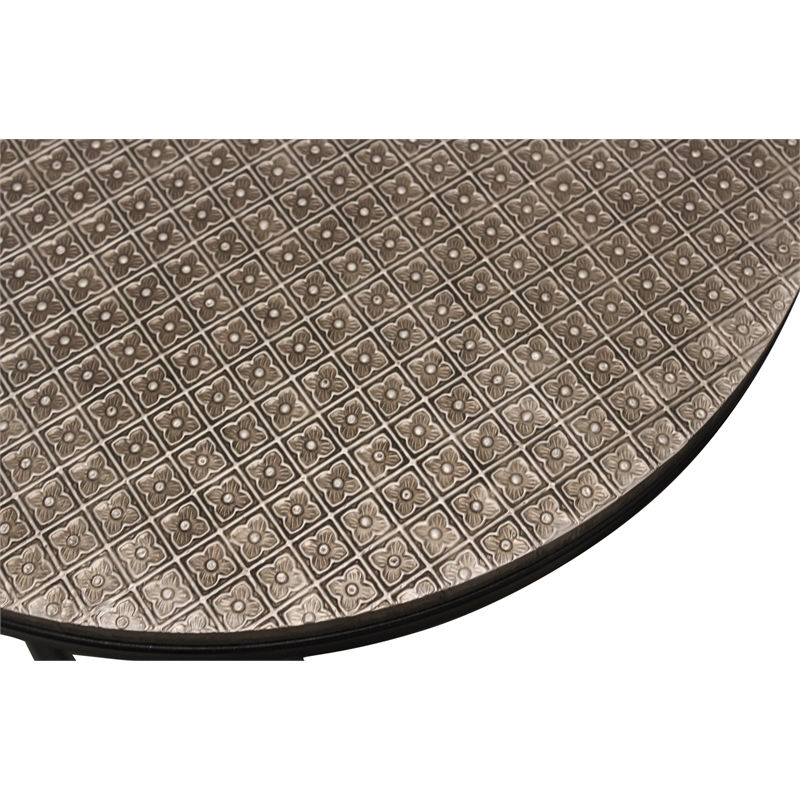 Meenal Nesting 3-Table Set in Silver Metal-Cladded Round Top