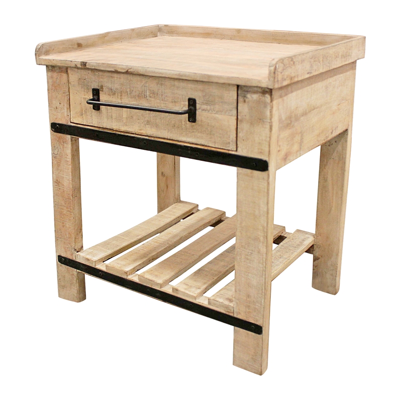 Anaheim Sunoma Solid Wood One Drawer Nightstand with Shelf in White Wash Finish