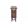 Golden Solid Wood Trolley Console with Shelves on Cast Iron Wheels in Natural