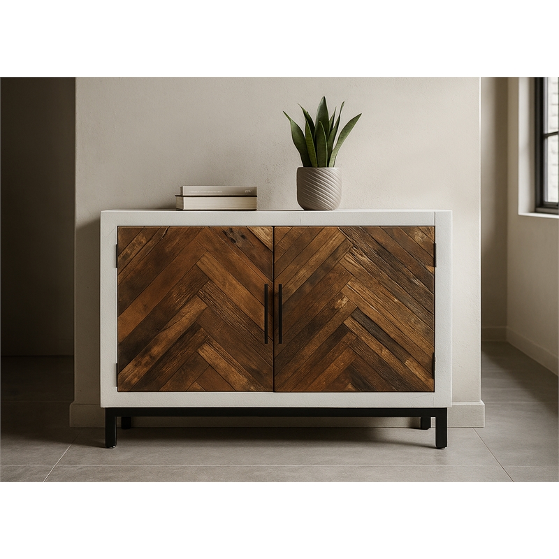 Bayside 2-Door Sideboard with Solid Wood Frame Multi-Color 2-Tone Finish