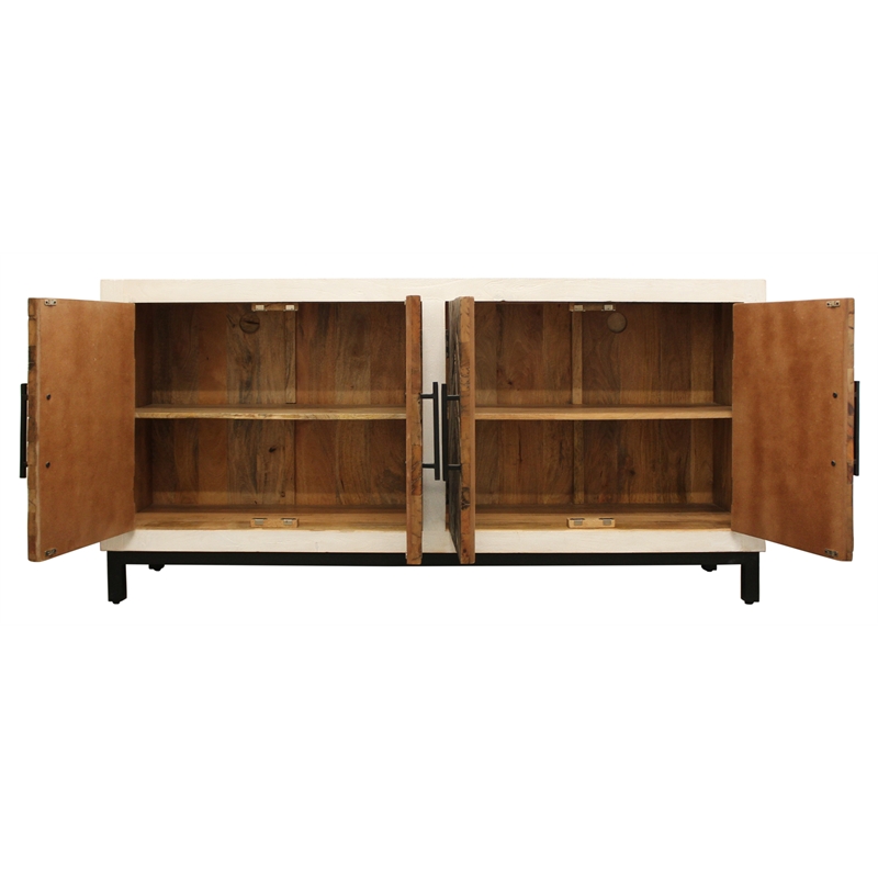 Bayside 4-Door Sideboard with Solid Wood Frame Multi-Color 2-Tone Finish