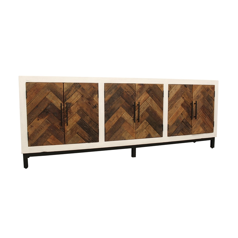 Bayside 6-Door Sideboard with Solid Wood Frame Multi-Color 2-Tone Finish