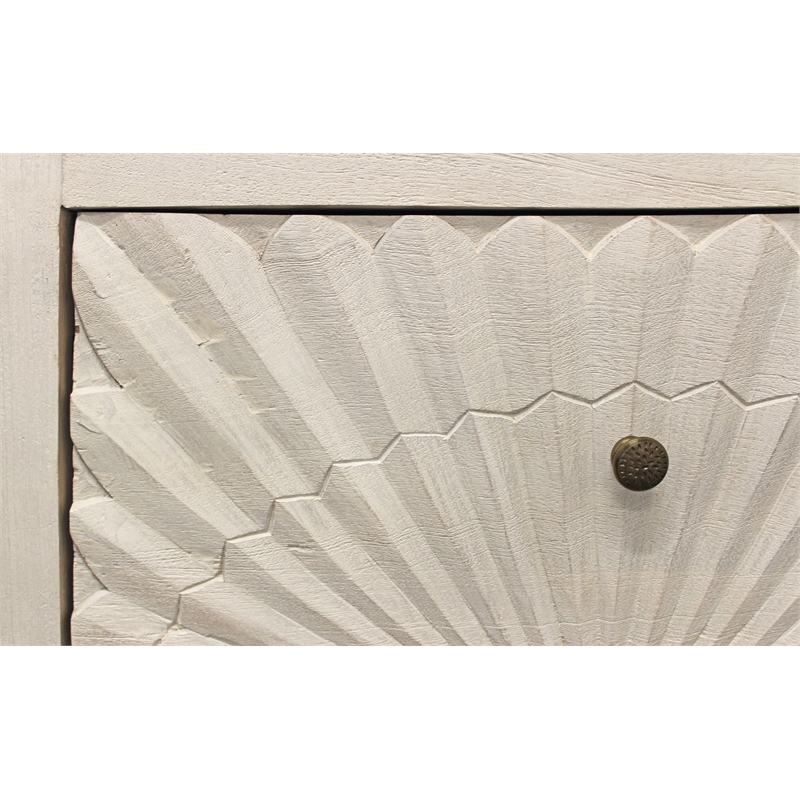 Brassica 2-Drawer Nightstand on Solid Wood Frame in White Washed Finish