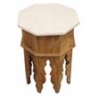 Orlando Pillar Solid Wood Octagonal Side Table with Marble Top in Ivory