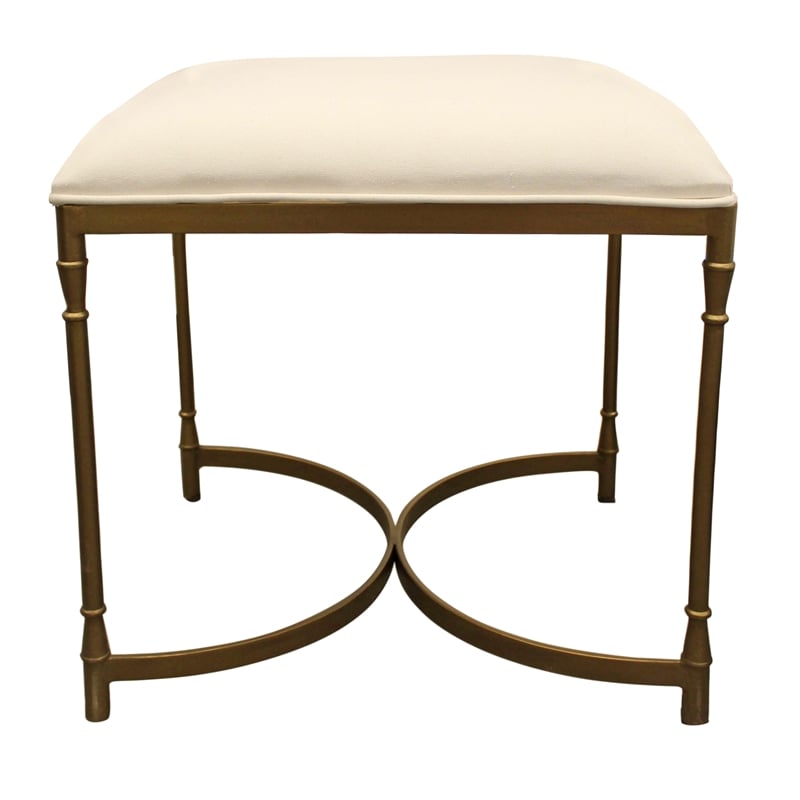 Honeyville Stool with Ivory Fabric Cushion Top and Antique Brass Base