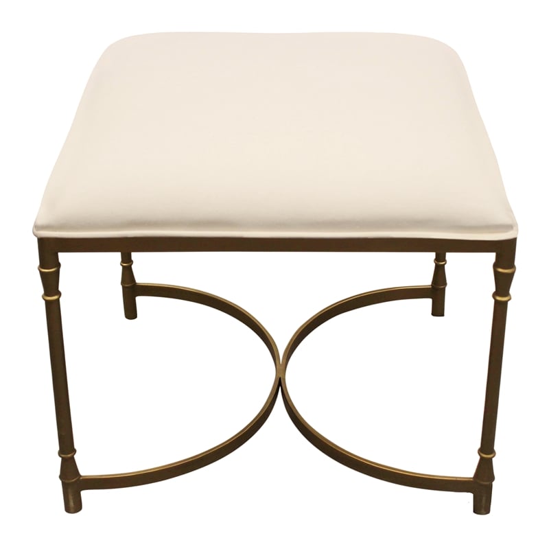 Honeyville Stool with Ivory Fabric Cushion Top and Antique Brass Base