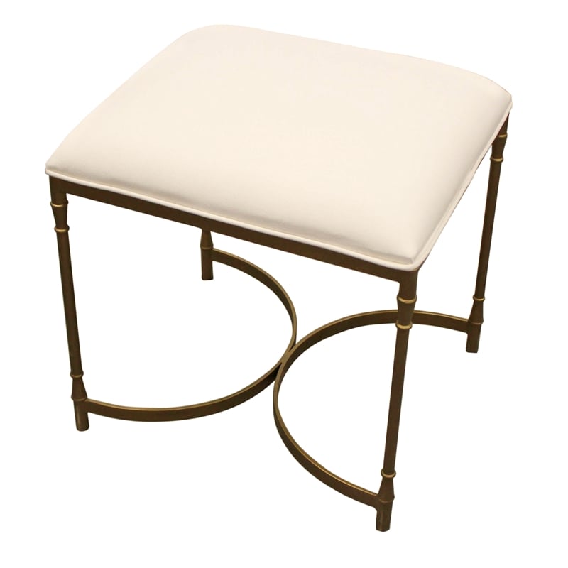 Honeyville Stool with Ivory Fabric Cushion Top and Antique Brass Base