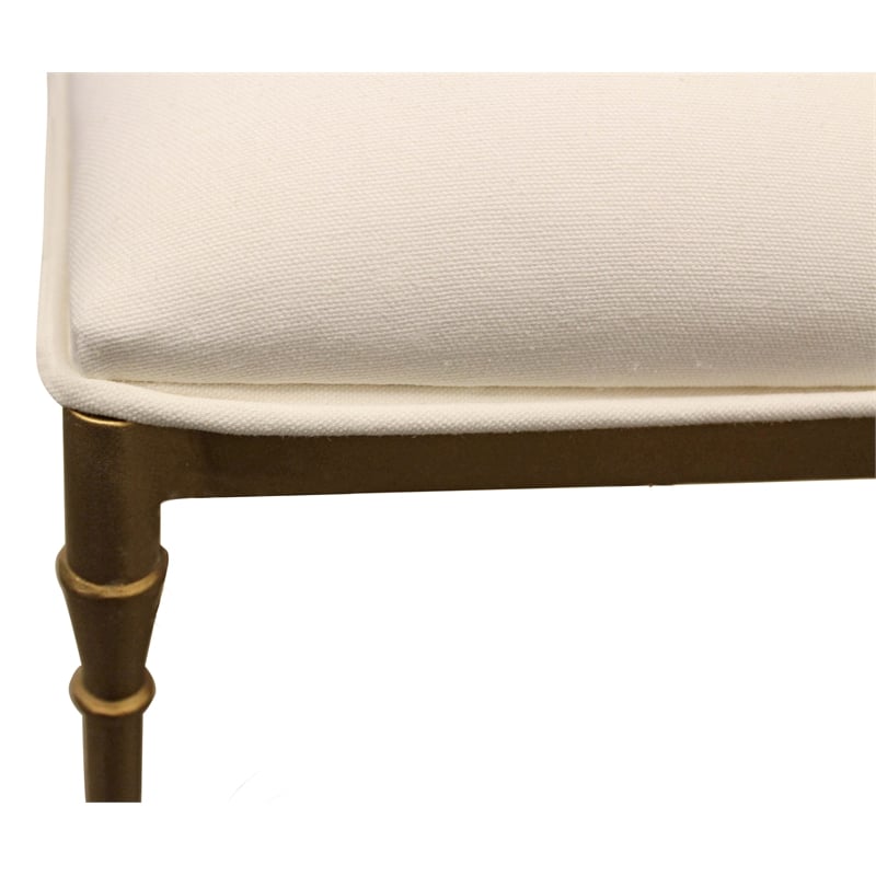 Honeyville Stool with Ivory Fabric Cushion Top and Antique Brass Base