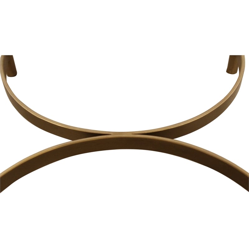 Honeyville Stool with Ivory Fabric Cushion Top and Antique Brass Base