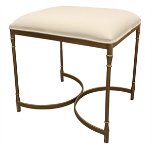 Honeyville Stool with Ivory Fabric Cushion Top and Antique Brass Base