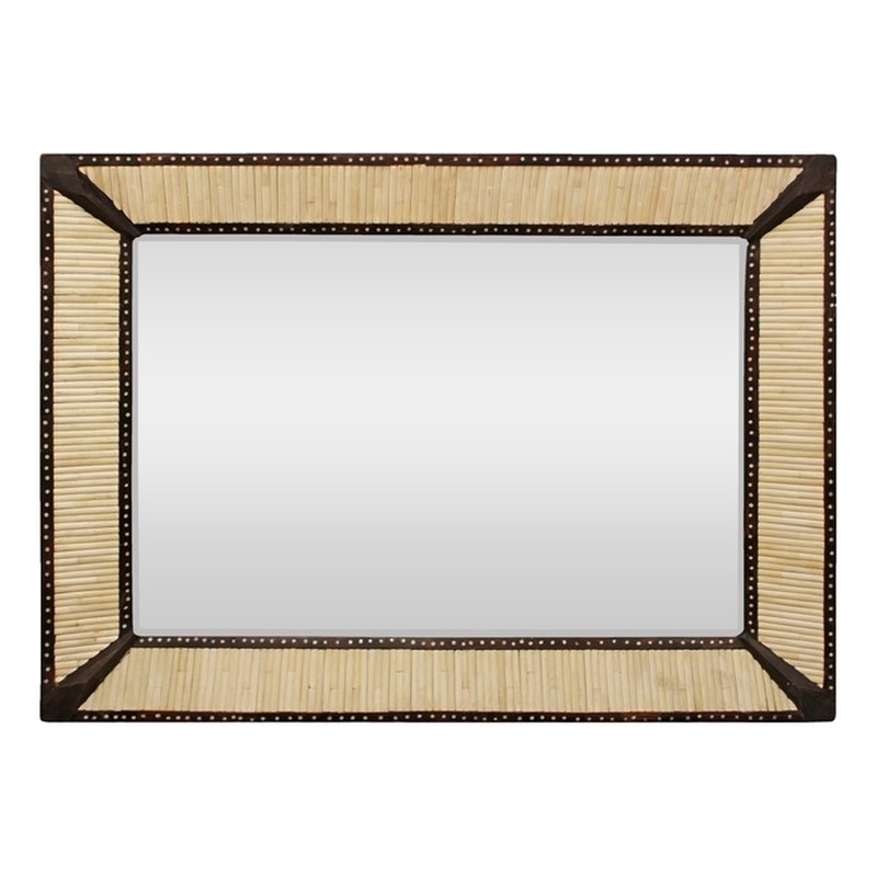 Orlando Vincent Rectangular Metal Wall Mirror with Bone Frame in Ivory