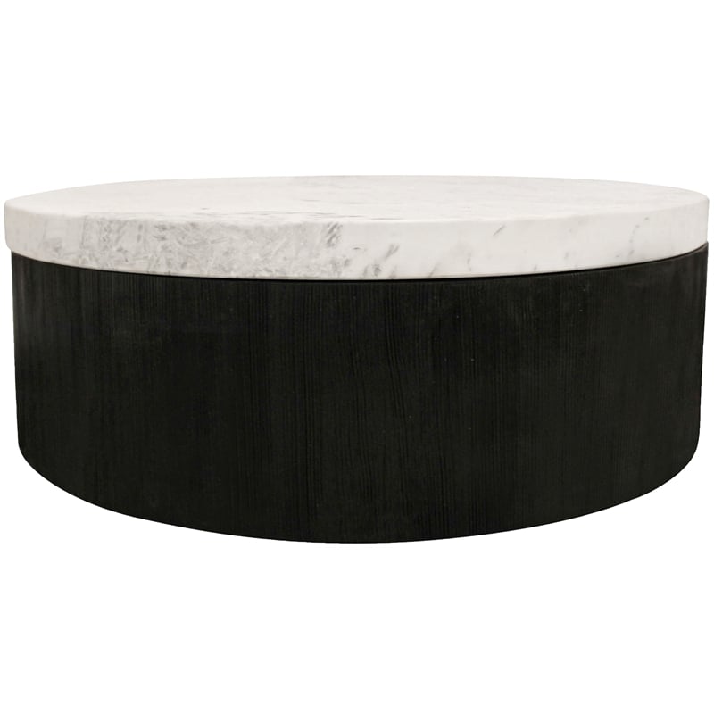 Redondo Jameson Marble Top Cocktail Table with Solid Wood Base in Black