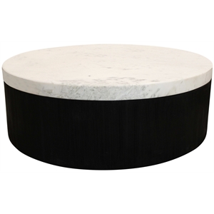 Redondo Jameson Marble Top Cocktail Table with Solid Wood Base in Black