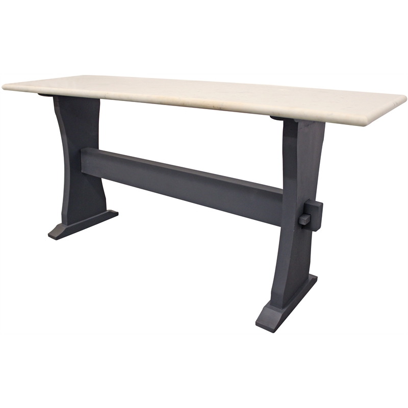 Orlando Marina Console Table with Marble Top and Solid Wood Base in Black