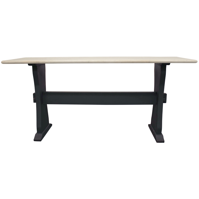 Orlando Marina Console Table with Marble Top and Solid Wood Base in Black