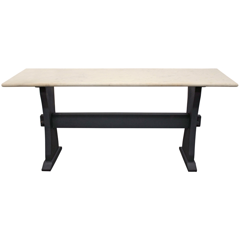 Orlando Marina Console Table with Marble Top and Solid Wood Base in Black
