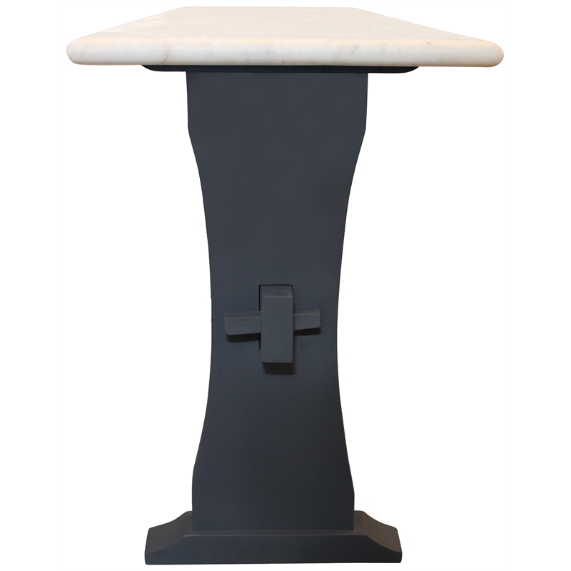 Orlando Marina Console Table with Marble Top and Solid Wood Base in Black