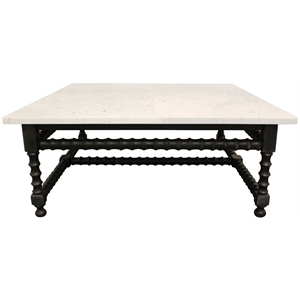 Orlando Cranberry Coffee Table with Marble Top and Solid Wood Base in Black