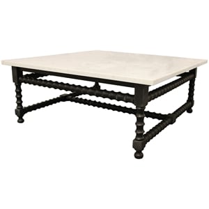Orlando Cranberry Coffee Table with Marble Top and Solid Wood Base in Black