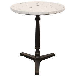 Sheridan Lynn Bistro Table with Stone Top on Cast Iron Base in Ivory