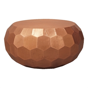 Orlando Kaleido Metal Coffee Table with Hexagonal Stamps on the Side in Copper