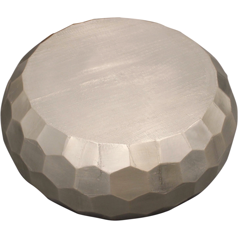 Orlando Kaleido Metal Coffee Table with Hexagonal Stamps on the Side in Silver