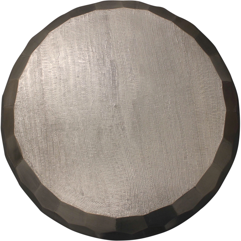 Orlando Kaleido Metal Coffee Table with Hexagonal Stamps on the Side in Silver