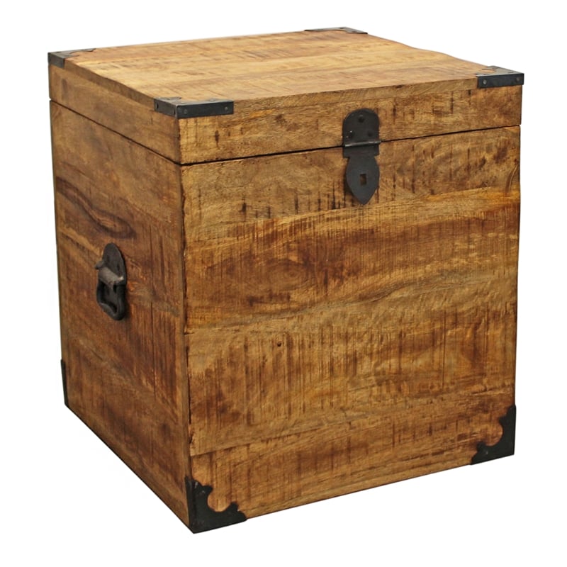 Golden Mateo Solid Wood Trunk End Table in Natural