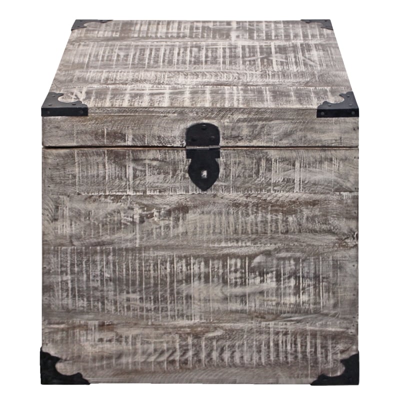 Golden Mateo Solid Wood Trunk End Table in Gray