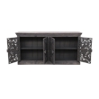 Carter Flores 4-Door Sideboard in Distressed Gray Finish on Mango Solid Wood