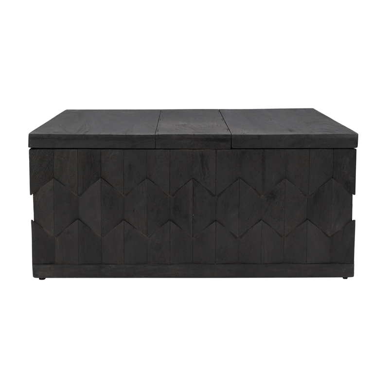 Onyx Storage Cocktail Table in Dark Gray on Mango Solid Wood